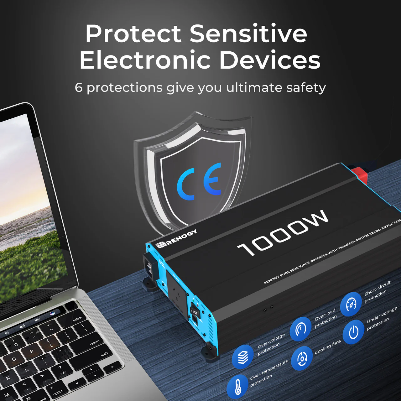 1000W 12V to 230V/240V Pure Sine Wave Inverter (with UPS Function) - Image 3