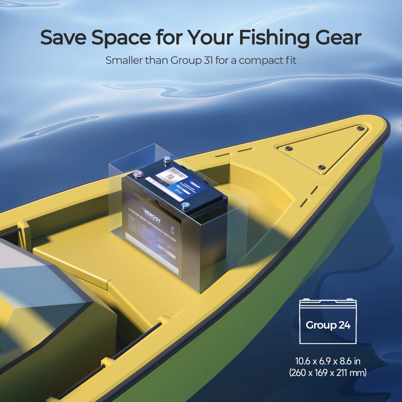 12V 100Ah Trolling Motor Group 24 LiFePO4 Battery w/ Bluetooth - Image 12