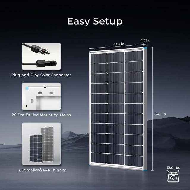 100W 16BB N-type High Efficiency Monocrystalline Solar Panel - Image 6