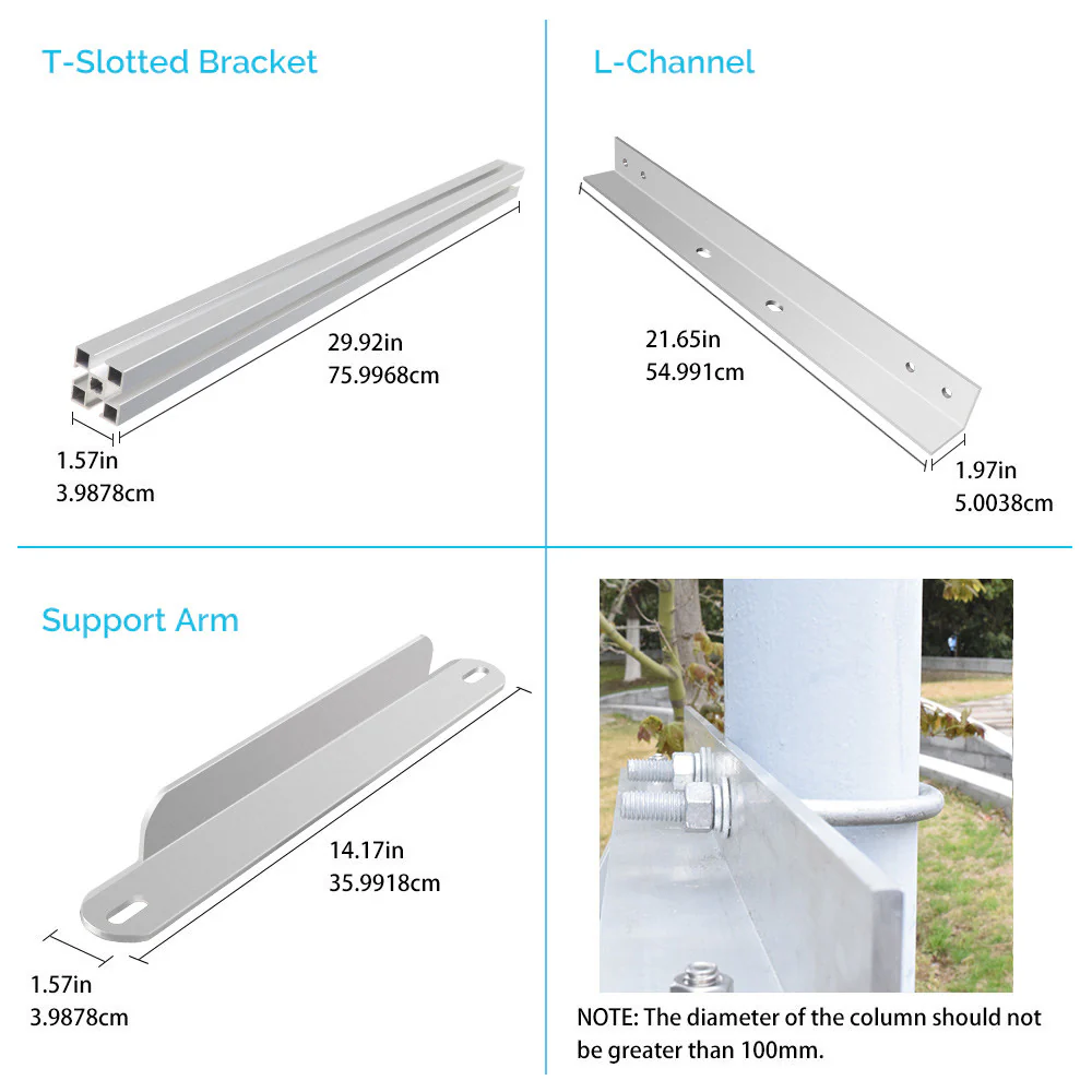 Single Side 27.4in Pole Mount Support For Solar Panel - Image 4